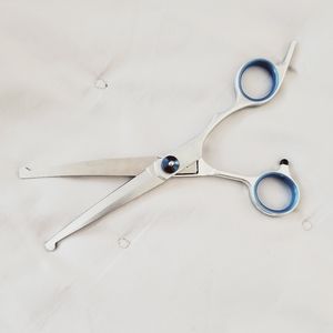 6" Pet Grooming Curved ball tip protection Scissors- Silver + Blue- Brand New